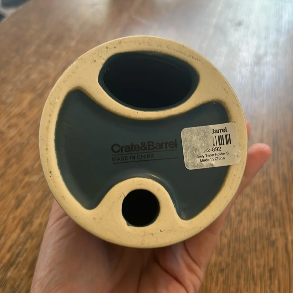 Crate & Barrel Sibely Ceramic Pottery Taper Candle Holder 6.5